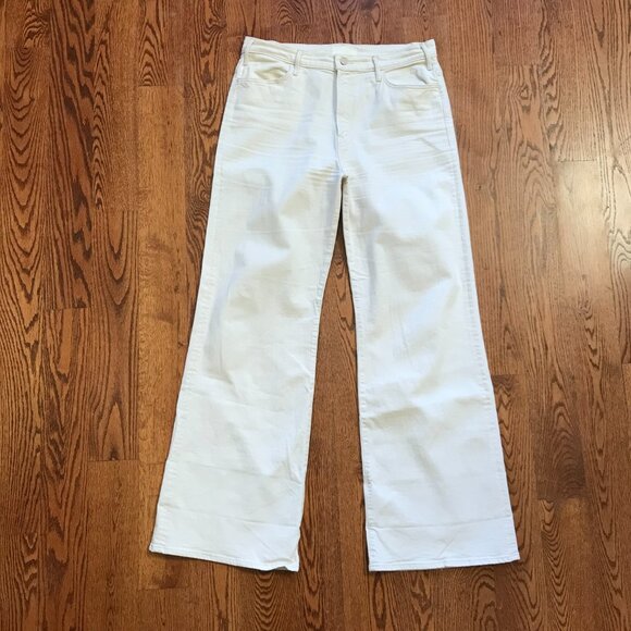 Mother the Hustler Roller Jeans Womens 33 Cream Act Natural High Rise Wide Leg - Picture 3 of 14